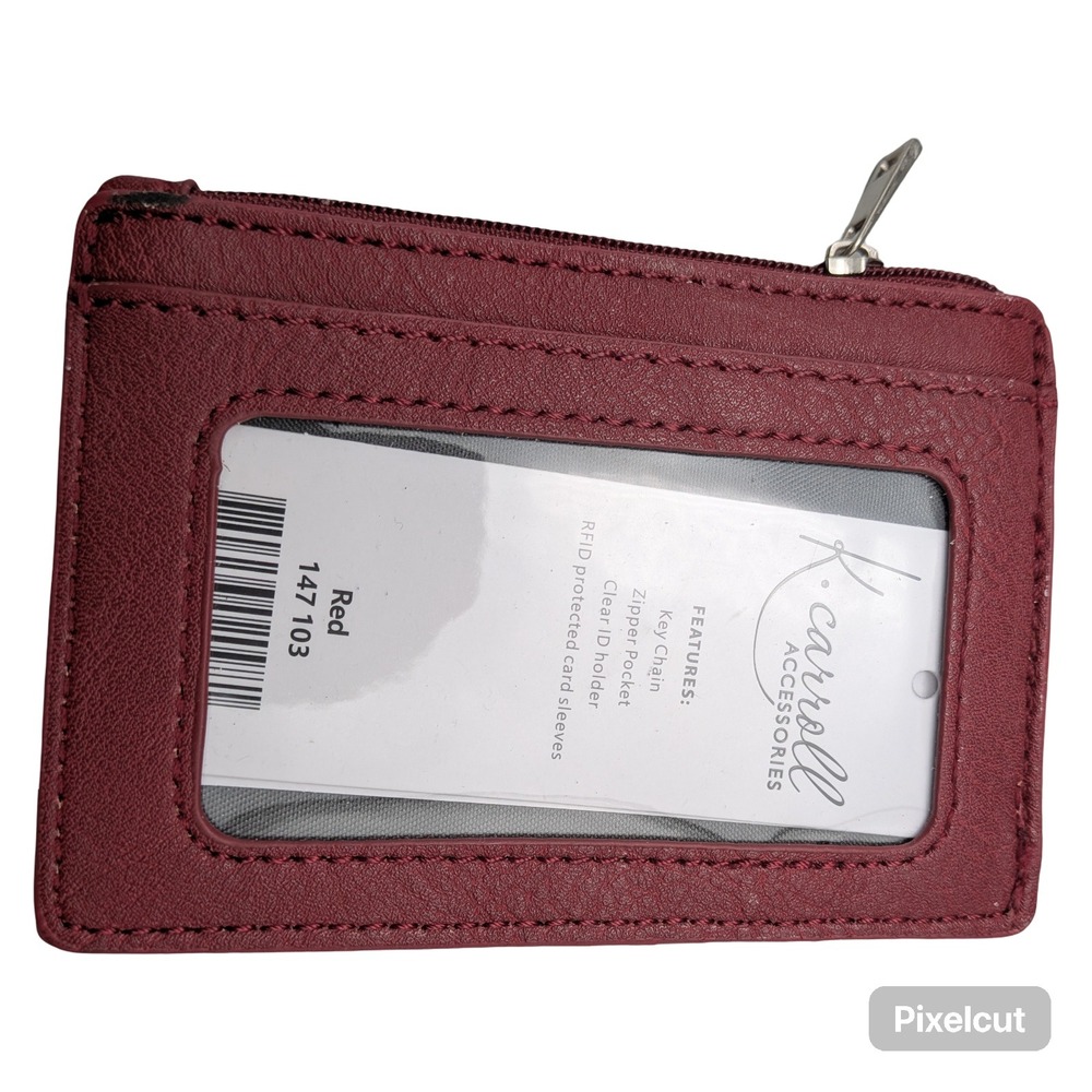 K Carroll Accessories RFID Keychain ID Wallet Card Case Red 147103 - Picture 3 of 3